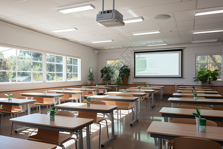 植物投影空旷的教室背景