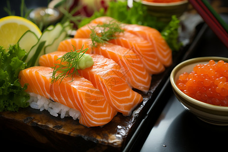 寿司和生鱼片寿司料理背景