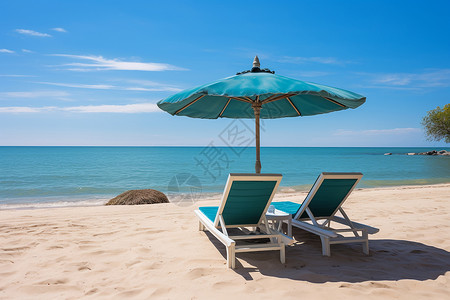 海滩上的躺椅背景图片