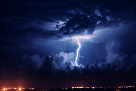 雷电防护夜空闪电霹雳背景