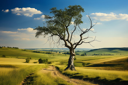 大自然中孤独的树背景图片