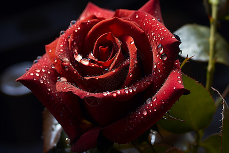 雨后的红玫瑰特写镜头图片