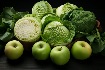 健康营养的绿色蔬菜和水果图片