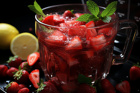 夏季清凉解渴的草莓汁图片