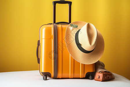 时尚简约行李箱小巧便携的黄色行李箱背景