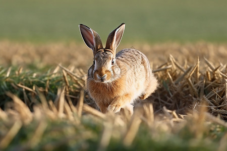 草地上可爱呆萌的兔子图片