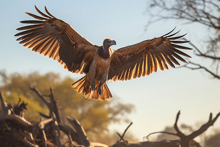 展翅飞翔的秃鹫图片
