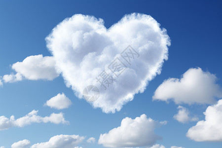 白色心形云朵蓝天上的心形云朵插画