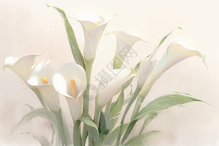 素雅的白色马蹄莲插图背景图片