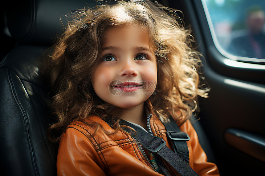 快乐的乘客小女孩图片