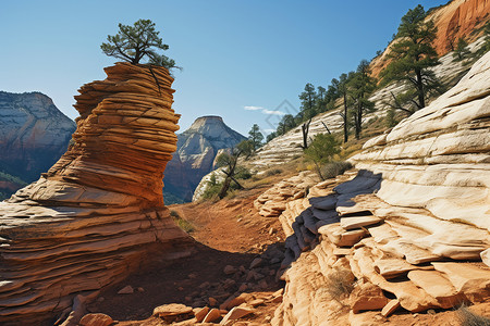 沙漠中漂亮的岩石风景背景图片