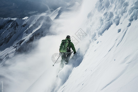 滑雪人士的背影高清图片