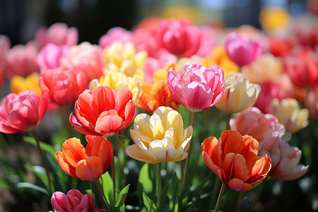 完全绽开花瓣的郁金香花朵高清图片素材