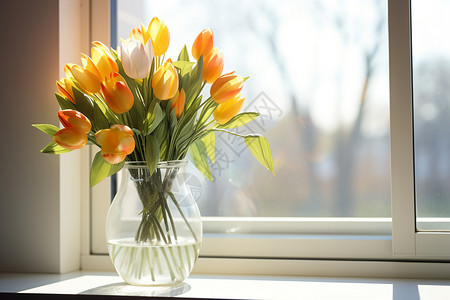 阳光下的花瓶背景图片