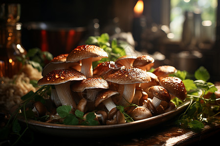 阳光下的菌菇图片