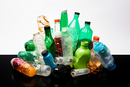 塑料污染回收的塑料瓶背景