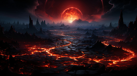 火红的太阳地球核心热量插画