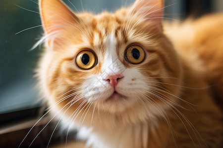 可爱圆一只橘色猫看向镜头背景