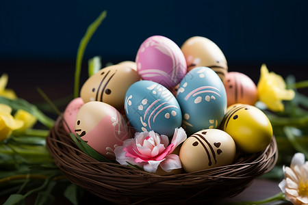 欢乐的复活节彩蛋篮图片