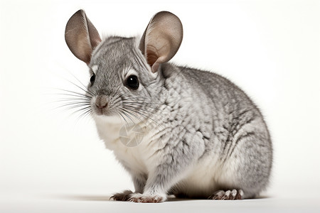毛茸茸的爪子一只老鼠坐在白色的地板上背景