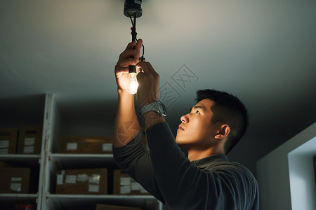 正在充电的灯泡男人修理灯泡背景