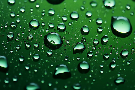绿雨掉落绿布上的水珠背景