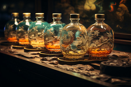 亚洲传统美酒的酒坛图片