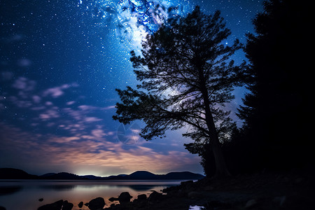 夜空中闪烁璀璨的星光背景图片