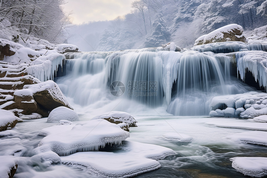 冬季被冻结的瀑布图片
