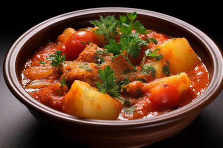美味的番茄汤炖土豆图片