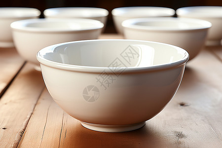 桌子上的白瓷碗背景图片