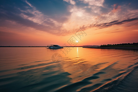 夕阳时的太湖风景高清图片