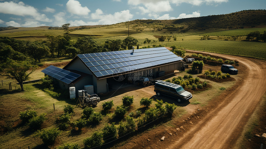 乡村房顶的太阳能图片