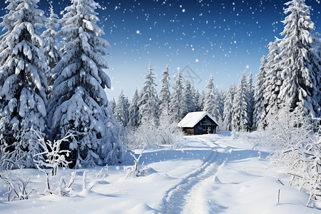 雪景小屋图片