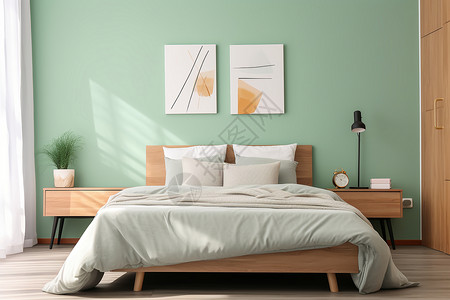 薄荷绿的卧室高清图片
