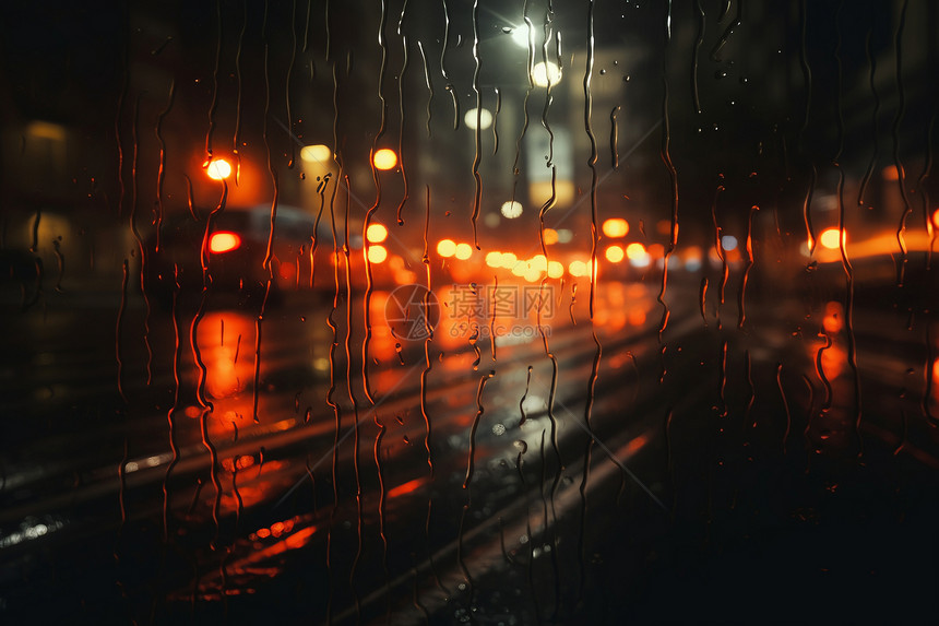 雨中的城市道路图片