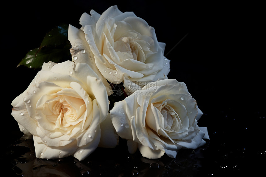 三朵白色玫瑰图片