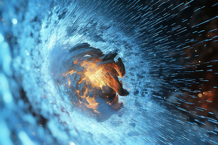 蓝色插图火与水的爆炸设计图片