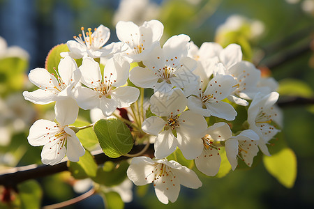 春天盛开的白色花朵图片