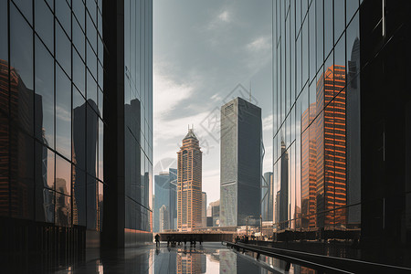 都市繁华大楼的城市风光图片