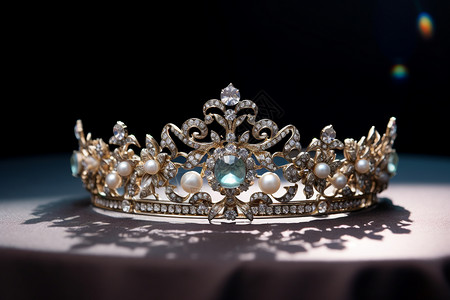 桌上的钻石皇冠背景图片