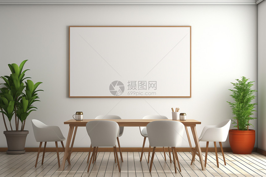 客厅里的方桌和白板图片
