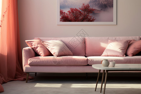 柔和雅致的粉色沙发图片