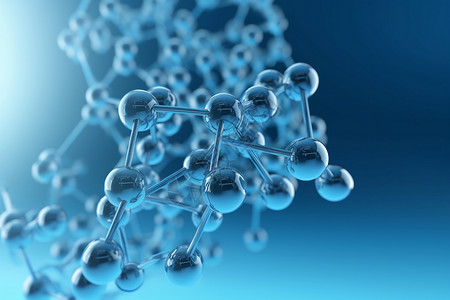 抽象科学蓝色分子背景图片