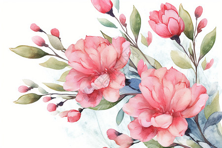 粉色花朵水彩画背景图片