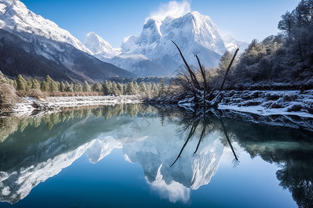 玉龙山水雪景图片