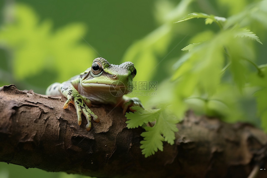 在树枝上休息的树蛙图片