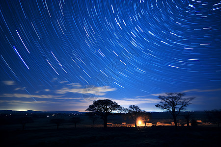 露营营地壮观的星空景观背景图片