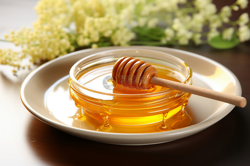 盘中健康香醇的蜂蜜图片