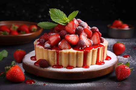 甜蜜诱惑的草莓蛋糕图片